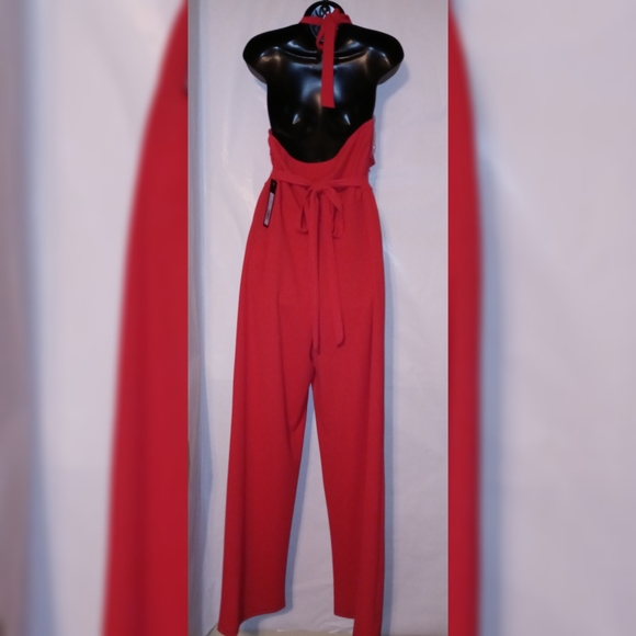Bebe Ruffle Top Belted Jumpsuit - Picture 3 of 5